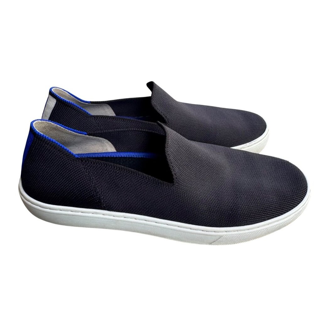 Rothys The Original Sneakers Womens Sz 8.5 Navy Blue Knit Slip On Shoes Loafers